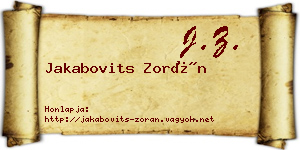 Jakabovits Zorán névjegykártya